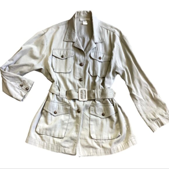 VTG 80s Gamma Los Angeles Trench Coat Utility Jacket Sz L 90J - Picture 6 of 9